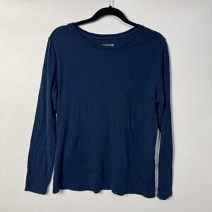 Time and Tru Womens Rib Knit Long Sleeve T Shirt Dark Blue XXL 20